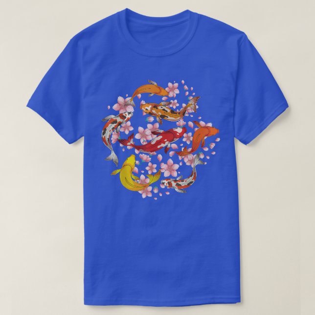 Sakura Japanese Cherry Blossom Nishikigoi Fish Koi T-Shirt (Design Front)