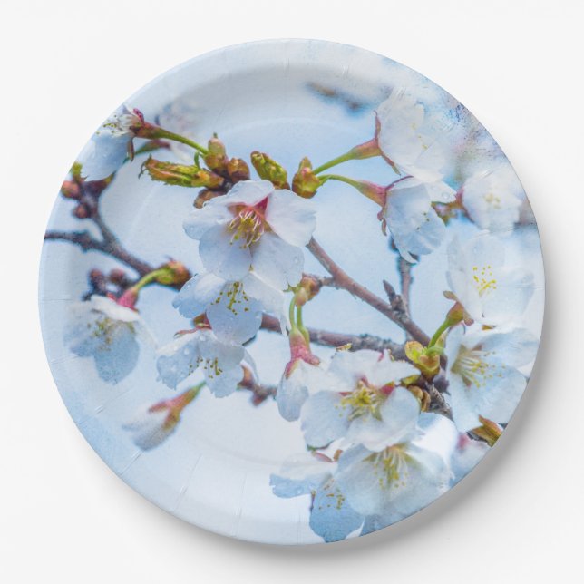 Sakura - Japanese Cherry Blossom Paper Plates (Front)