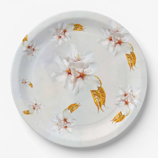 Sakura - Japanese cherry blossom Paper Plates (Front)
