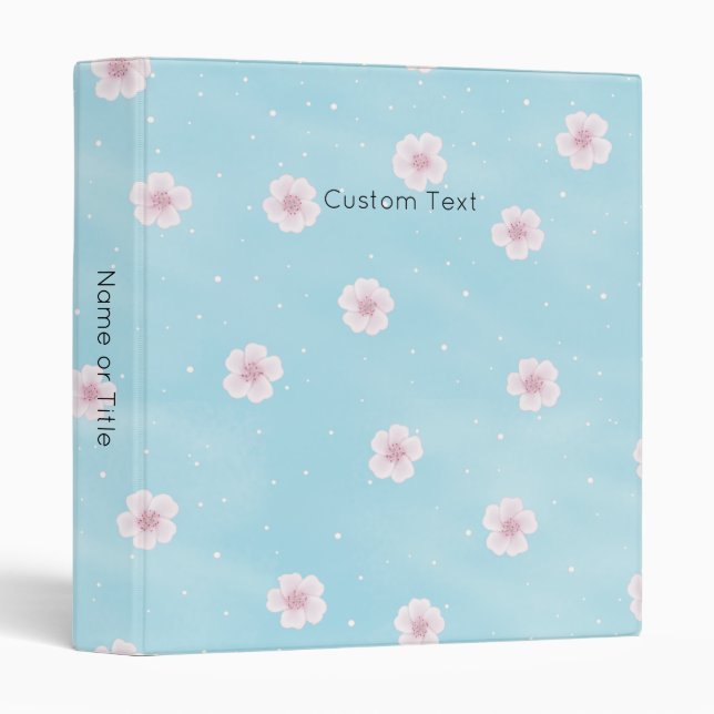 Sakura Japanese Cherry Blossom Personalized 3 Ring Binder (Front/Spine)