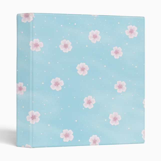 Sakura Japanese Cherry Blossom Spring Floral 3 Ring Binder (Front/Spine)