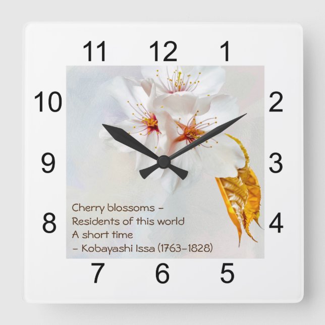 Sakura - Japanese cherry blossom Square Wall Clock (Front)