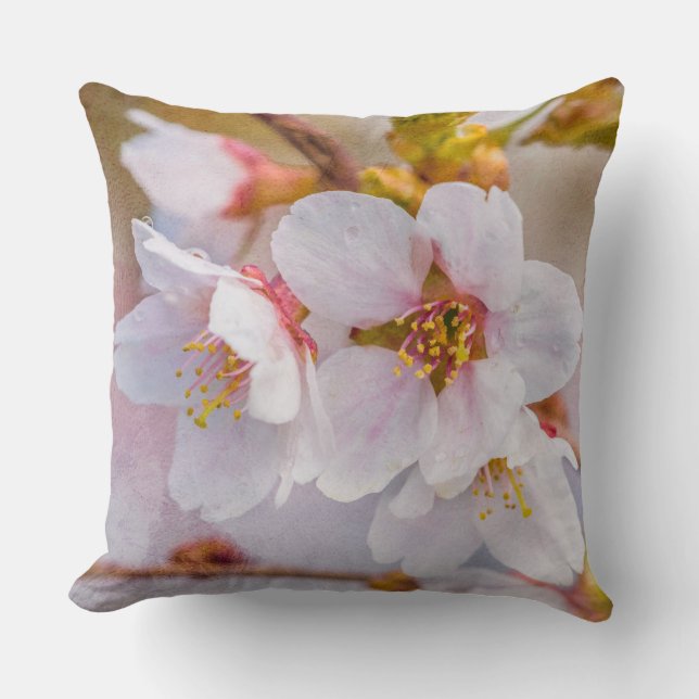 Sakura - Japanese Cherry Blossom Throw Pillow (Front)