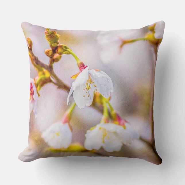 Sakura - Japanese Cherry Blossom Throw Pillow (Front)