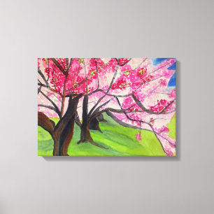 Sakura Japanese Cherry Blossom watercolor art Canvas Print