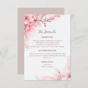 Sakura Japanese Cherry Blossom Wedding Details Enclosure Card