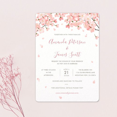 Sakura Japanese Cherry Blossoms Wedding Invitation