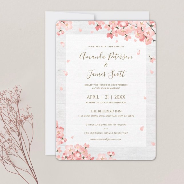 Sakura Japanese Cherry Blossoms Wedding Invitation (Creator Uploaded)
