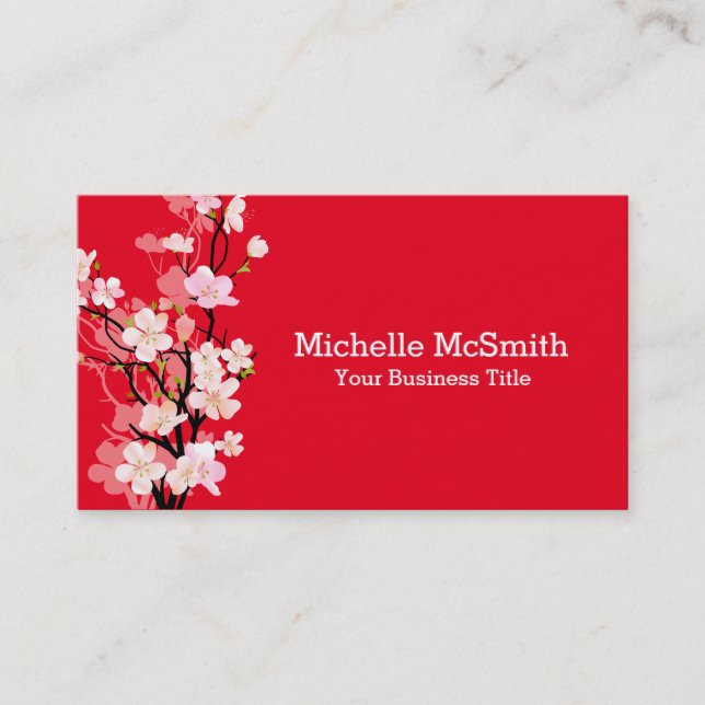 Sakura Kawaii Cherry Blossoms Business Card (Front)