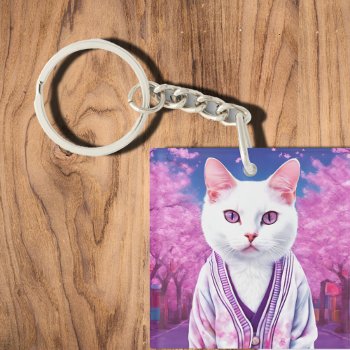 Sakura Kitty  Keychain by almawad at Zazzle