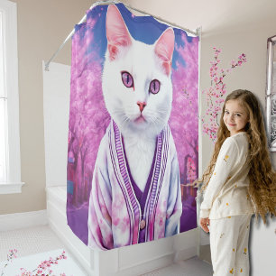 Sakura kitty shower curtain