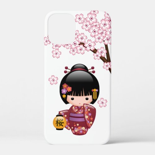 Sakura Kokeshi Doll _ Cute Japanese Geisha Girl iPhone 12 Mini Case
