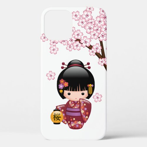 Sakura Kokeshi Doll _ Cute Japanese Geisha Girl iPhone 12 Pro Case