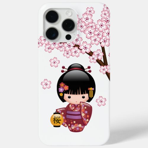 Sakura Kokeshi Doll _ Cute Japanese Geisha Girl iPhone 15 Pro Max Case