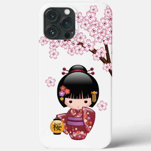 Sakura Kokeshi Doll _ Cute Japanese Geisha Girl iPhone 13 Pro Max Case