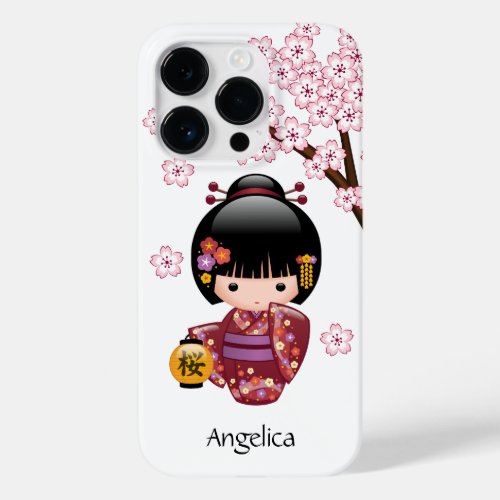 Sakura Kokeshi Doll _ Cute Japanese Geisha Girl Case_Mate iPhone 14 Pro Case