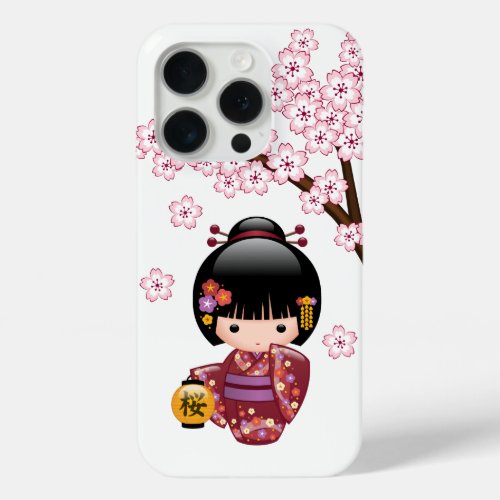Sakura Kokeshi Doll _ Cute Japanese Geisha Girl iPhone 15 Pro Case