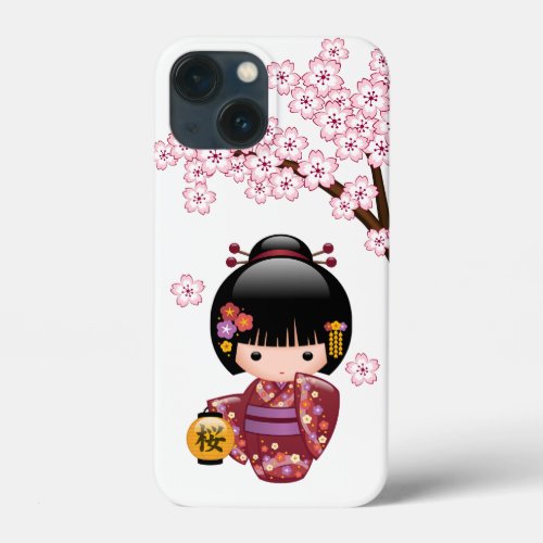 Sakura Kokeshi Doll _ Cute Japanese Geisha Girl iPhone 13 Mini Case