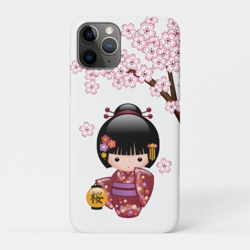 Sakura Kokeshi Doll _ Cute Japanese Geisha Girl iPhone 11 Pro Case