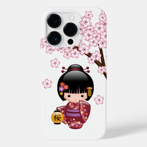 Sakura Kokeshi Doll _ Cute Japanese Geisha Girl Case_Mate iPhone 14 Pro Case