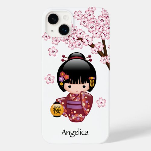 Sakura Kokeshi Doll _ Cute Japanese Geisha Girl Case_Mate iPhone 14 Plus Case