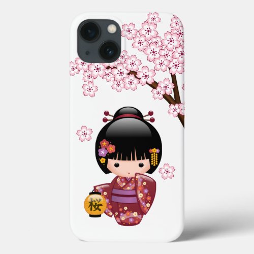 Sakura Kokeshi Doll _ Cute Japanese Geisha Girl iPhone 13 Case