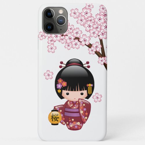 Sakura Kokeshi Doll _ Cute Japanese Geisha Girl iPhone 11 Pro Max Case