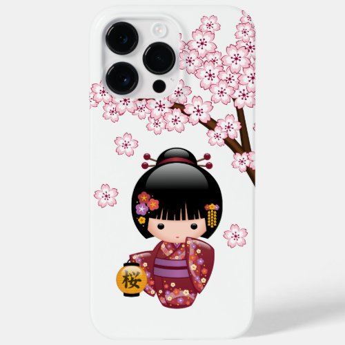 Sakura Kokeshi Doll _ Cute Japanese Geisha Girl Case_Mate iPhone 14 Pro Max Case
