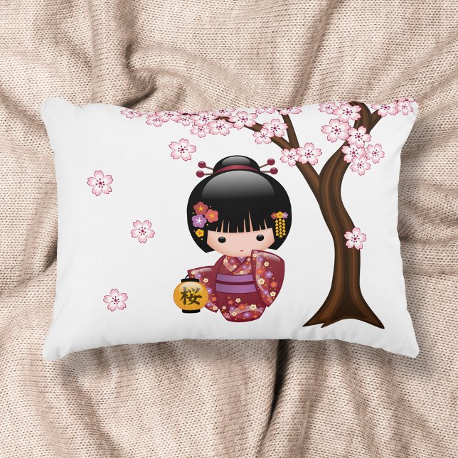 Sakura Kokeshi Doll - Cute Japanese Geisha Girl Decorative Pillow (Creator Uploaded)