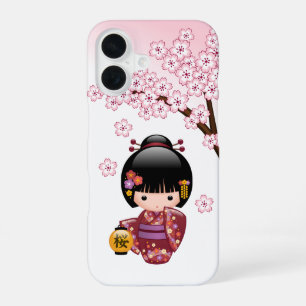 Sakura Kokeshi Doll - Cute Japanese Geisha Girl iPhone 16 Case