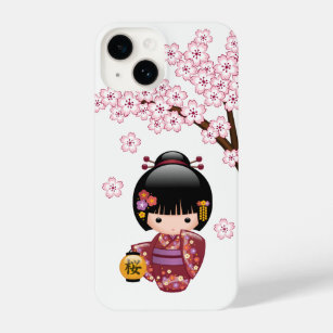 Sakura Kokeshi Doll - Cute Japanese Geisha Girl iPhone 14 Case