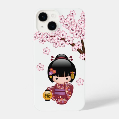 Sakura Kokeshi Doll _ Cute Japanese Geisha Girl iPhone 14 Case