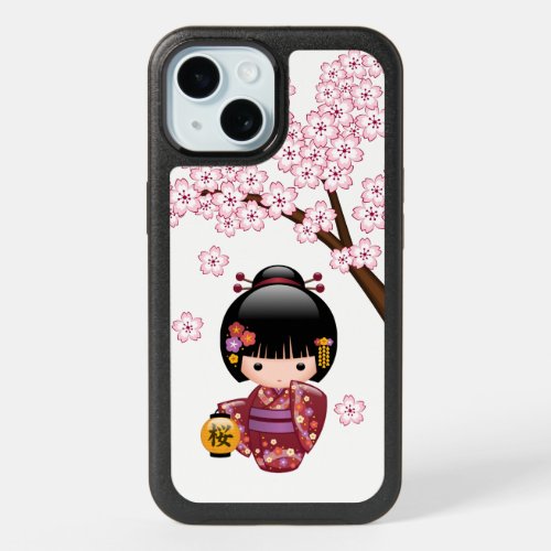 Sakura Kokeshi Doll _ Cute Japanese Geisha Girl iPhone 15 Case