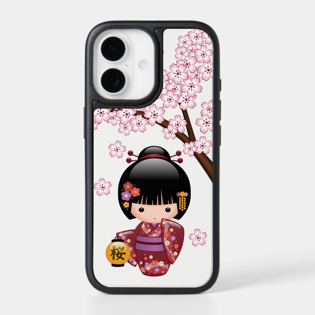 Sakura Kokeshi Doll - Cute Japanese Geisha Girl Otterbox iPhone Case (Back)