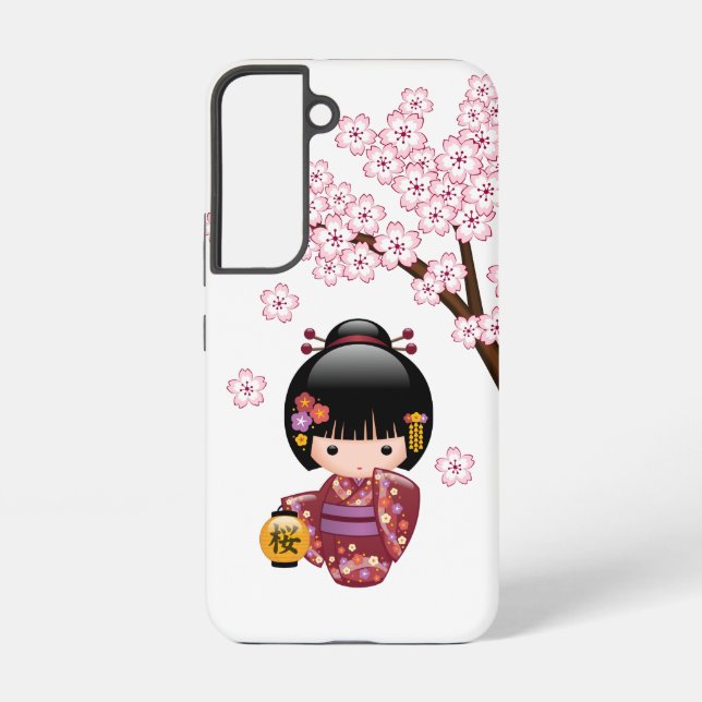 Sakura Kokeshi Doll - Cute Japanese Geisha Girl Samsung Galaxy Case (Back)