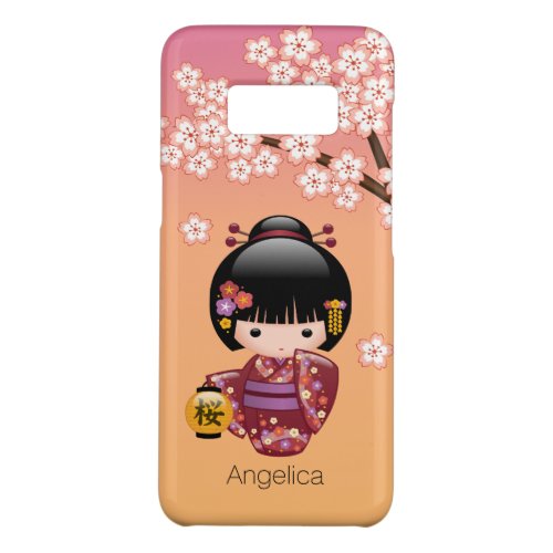 Sakura Kokeshi Doll _ Geisha Girl on Peach Case_Mate Samsung Galaxy S8 Case