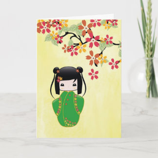 Sakura Kokeshi Doll, Greeting Card