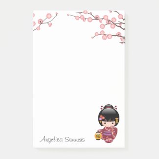 Sakura Kokeshi Doll - Kimono Geisha Girl Post-it Notes