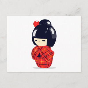 Sakura Kokeshi Doll Postcard