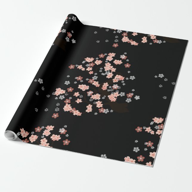 Sakura lacquerware wrapping paper (Unrolled)