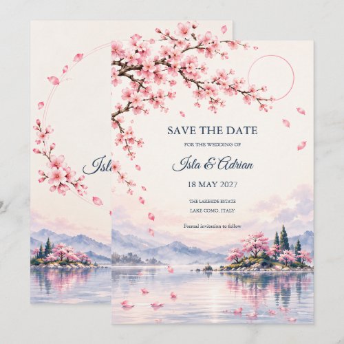 Sakura Lake Wedding Save the Date Invitation