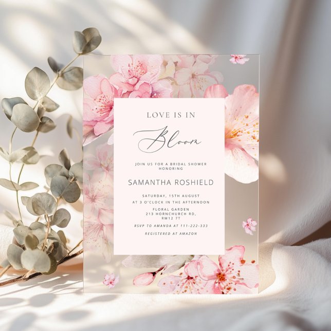 Sakura Love is in Bloom Bridal shower Acrylic Invitations (Creator Uploaded)
