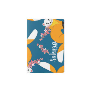 Sakura marten blue passport holder