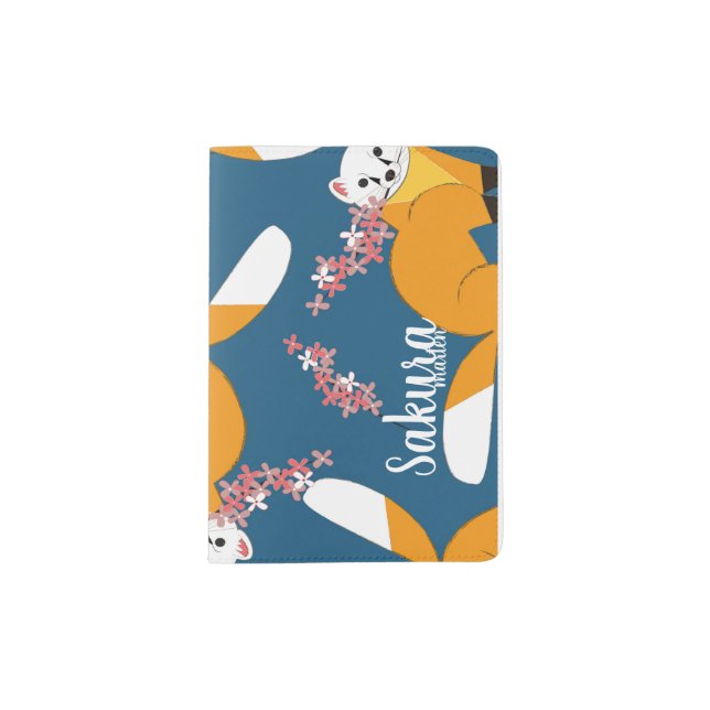 Sakura marten blue passport holder (Front)