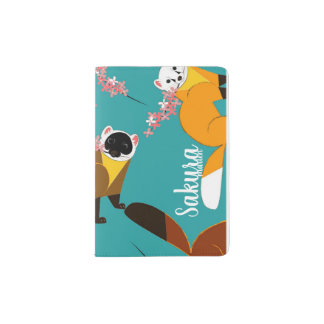 Sakura marten light blue passport holder