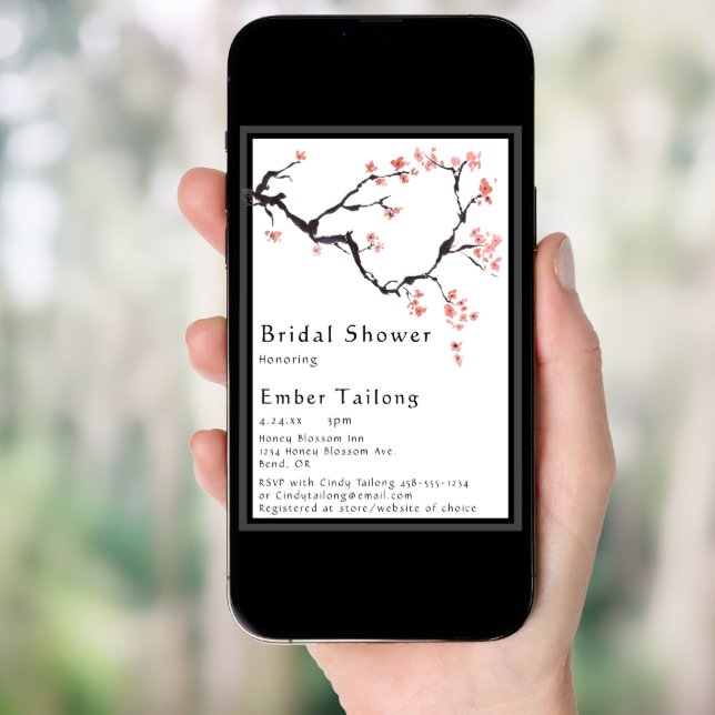 Sakura Mountain | Casual Border Bridal Shower Invitation (Front Digital)