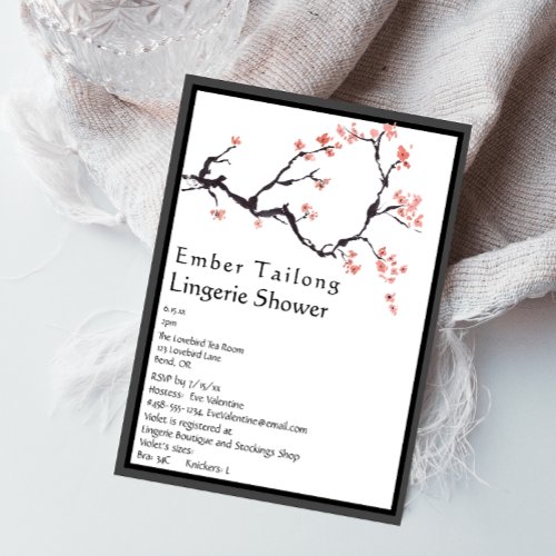 Sakura Mountain  Casual Border Lingerie Shower Invitation