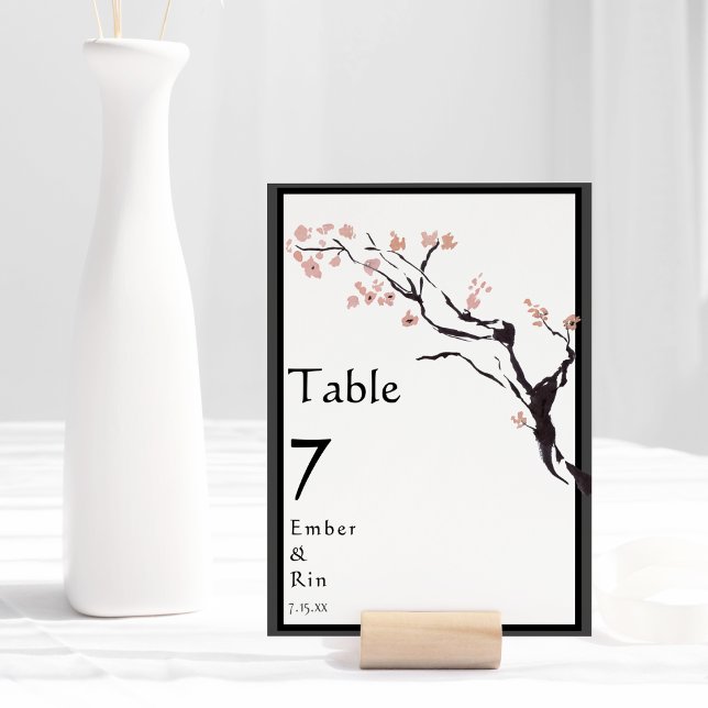 Sakura Mountain | Casual Border v2 Wedding Table Number (Creator Uploaded)