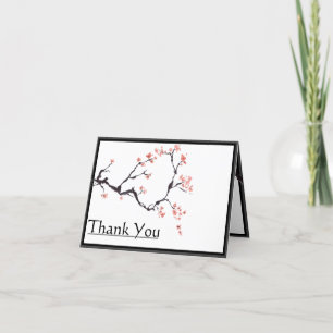 Sakura Mountain   Casual Border Wedding Folded Letterpress Thank You Card