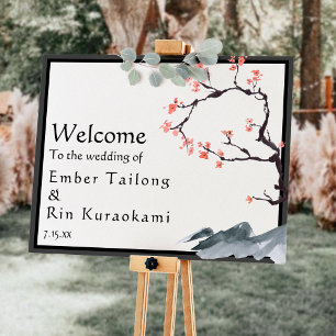 Sakura Mountain Casual Border Welcome Sign